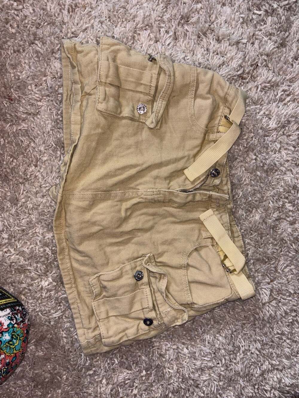 Jean Khaki Belted Cargo Mini Skirt (0007)